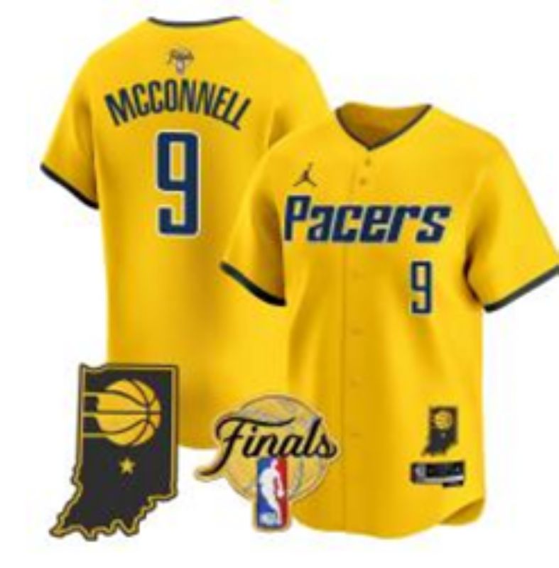 Men 2025 Indiana Pacers #9 Mcconnell Yellow Joint Name NBA Jersey style 29